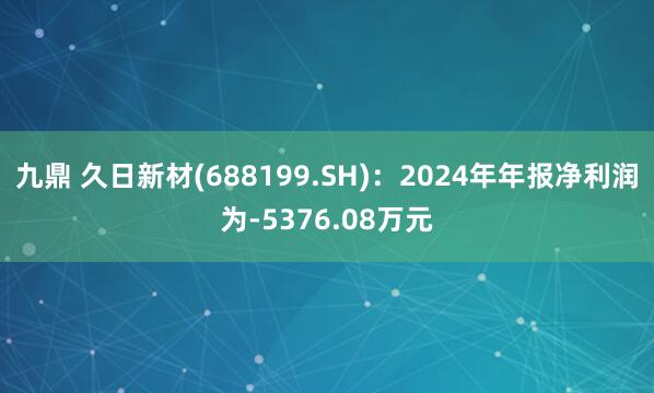九鼎 久日新材(688199.SH)：2024年年报净利润为-5376.08万元