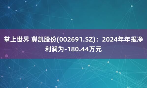 掌上世界 冀凯股份(002691.SZ)：2024年年报净利润为-180.44万元